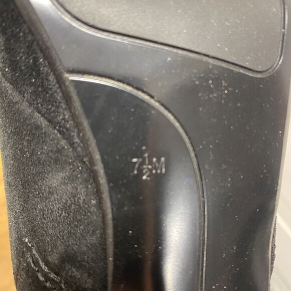 Nine West Over The Knee BLACK SUEDE Leather Fringe Stiletto Heels Boots 7 1/2 - Picture 12 of 16